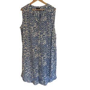 NWT Tamara H Blue & White Button Down Cover Up 2X